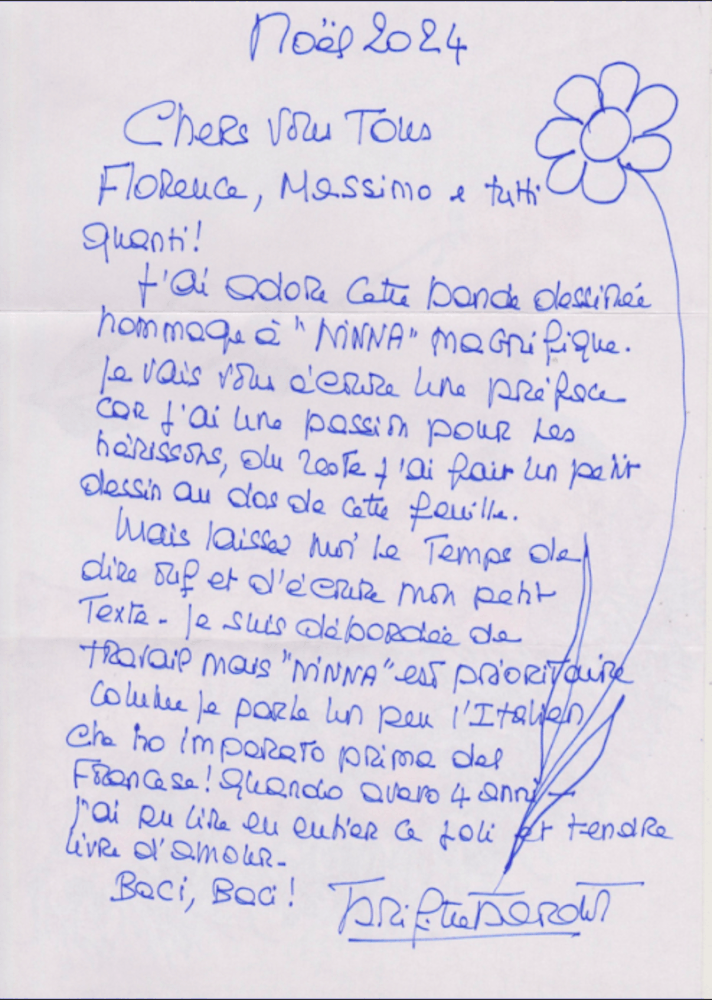 La lettera di risposta che Brigitte Bardot ha scritto a Massimo Vacchetta che dirige il Centro Ricci “La Ninna” a Novello (CN)